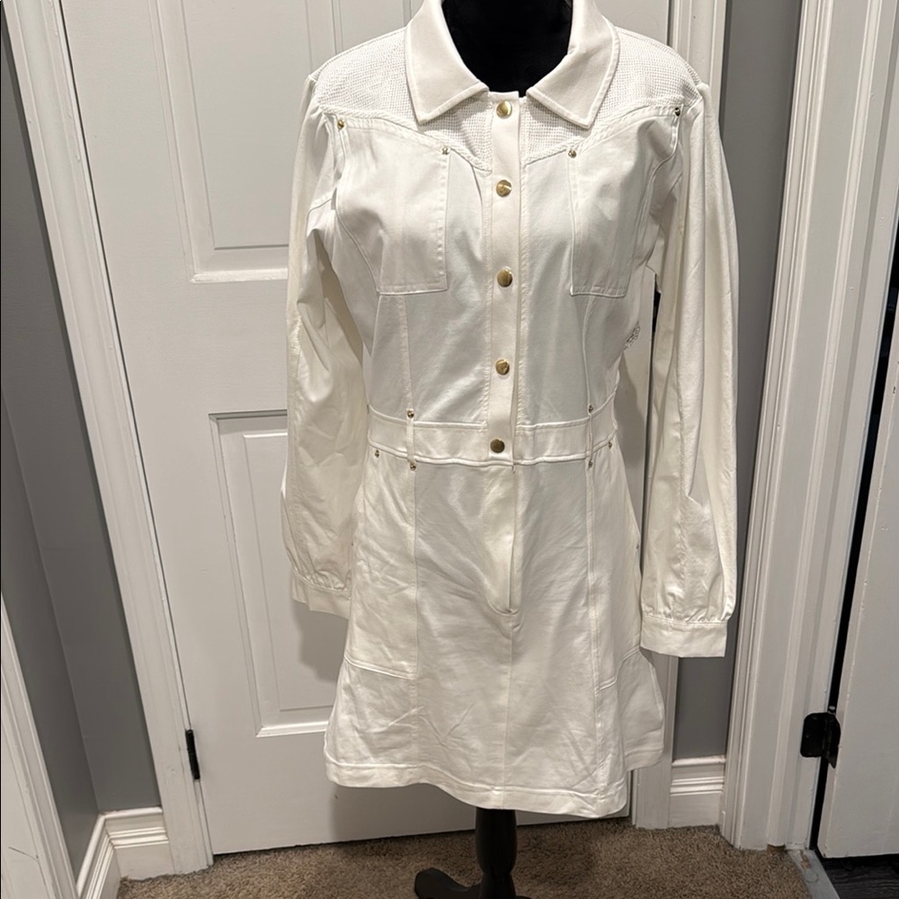 White Women's button down dress